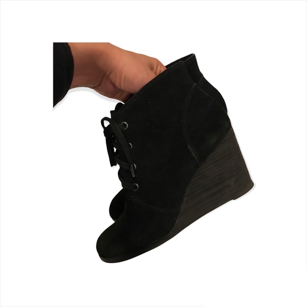 Lucky Brand Black Oiled Suede Ankle Booties LK-SWAYZE Size 7 - Picture 7 of 11